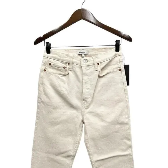 RE/DONE Orginals 90s High Rise Ankle Crop in Vintage White size 27 NWT - Picture 6 of 7